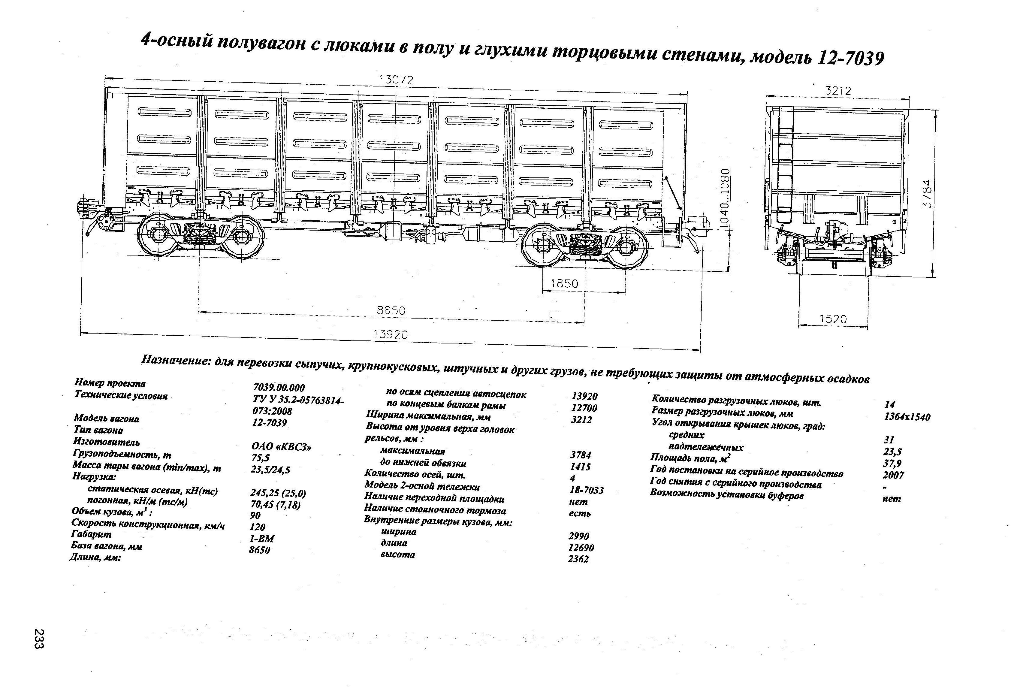 Чертеж полувагона 12 127