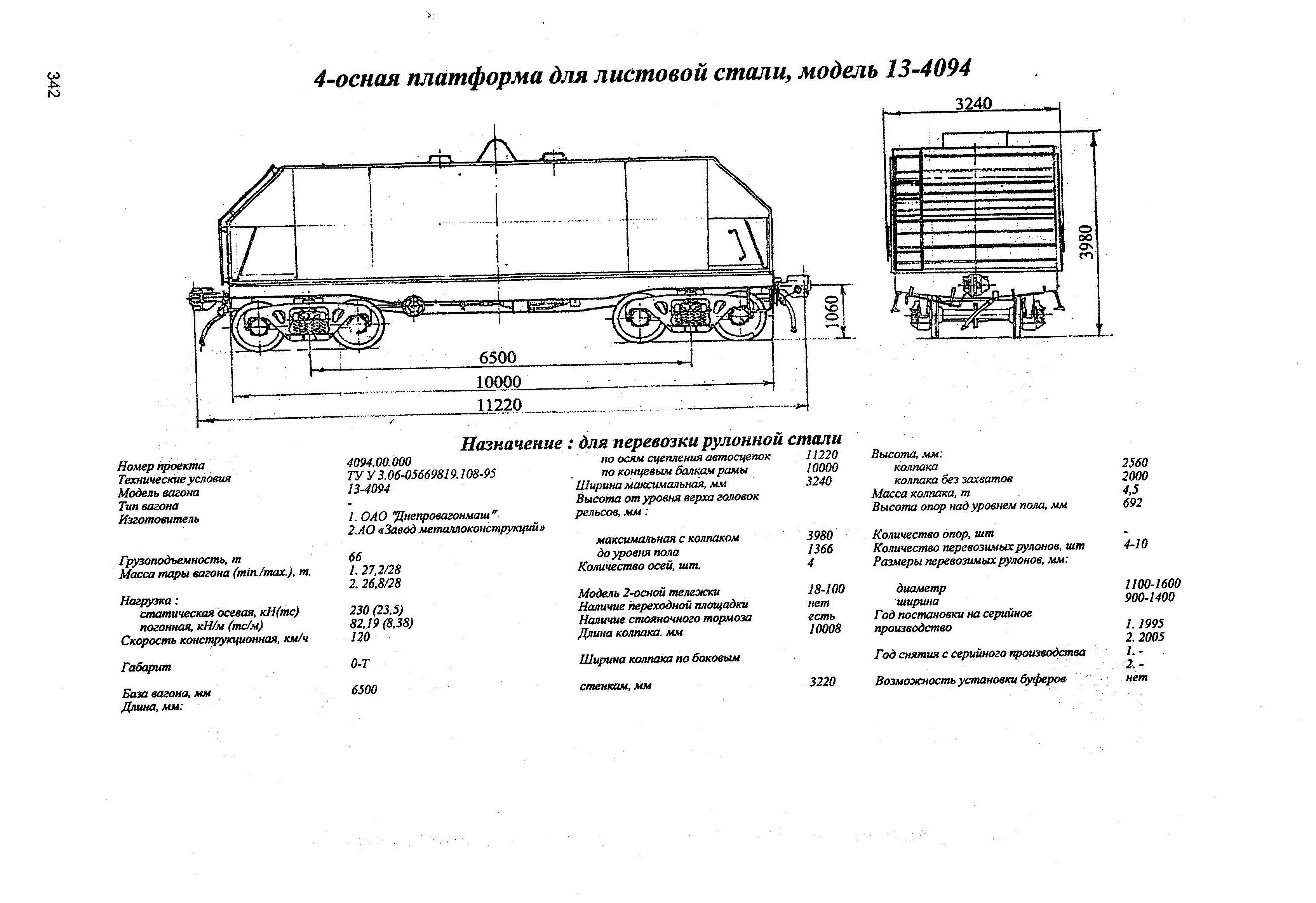 4-Осная платформа для листовой стали, модель 13-4094