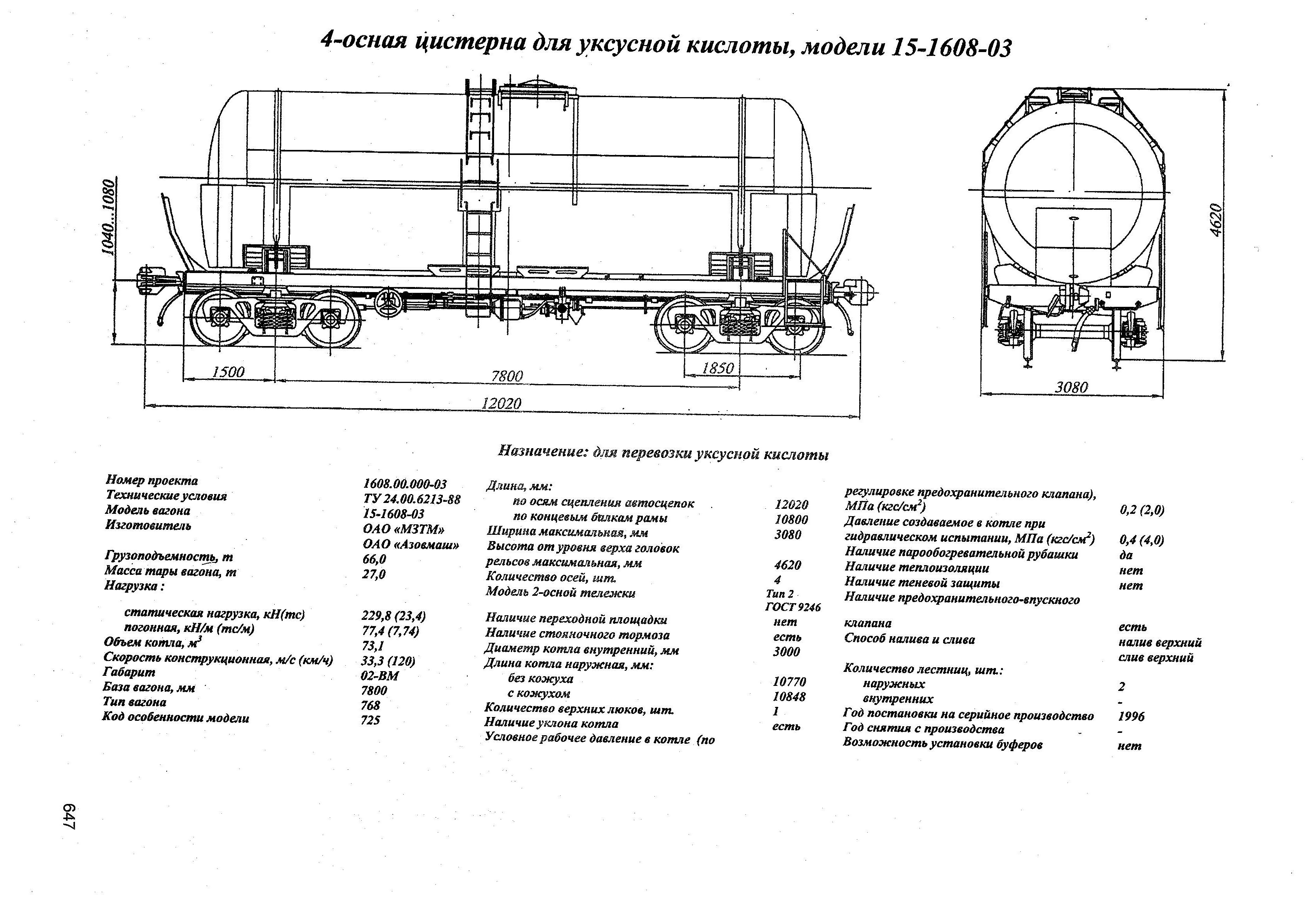 4-осная цистерна для уксусной кислоты, модели 15-1608-03