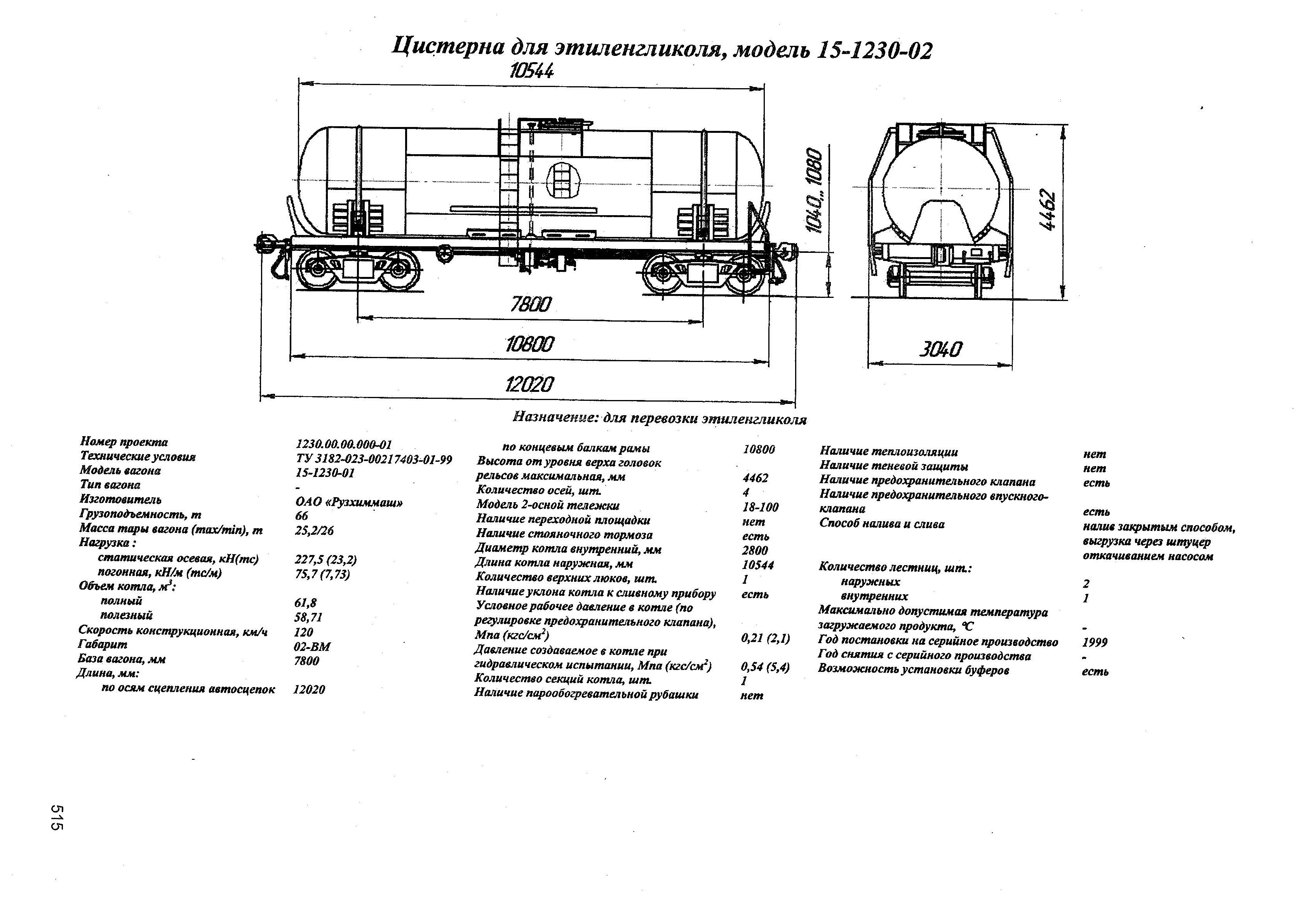 Цистерна для этиленгликоля, модель 15-1230-02