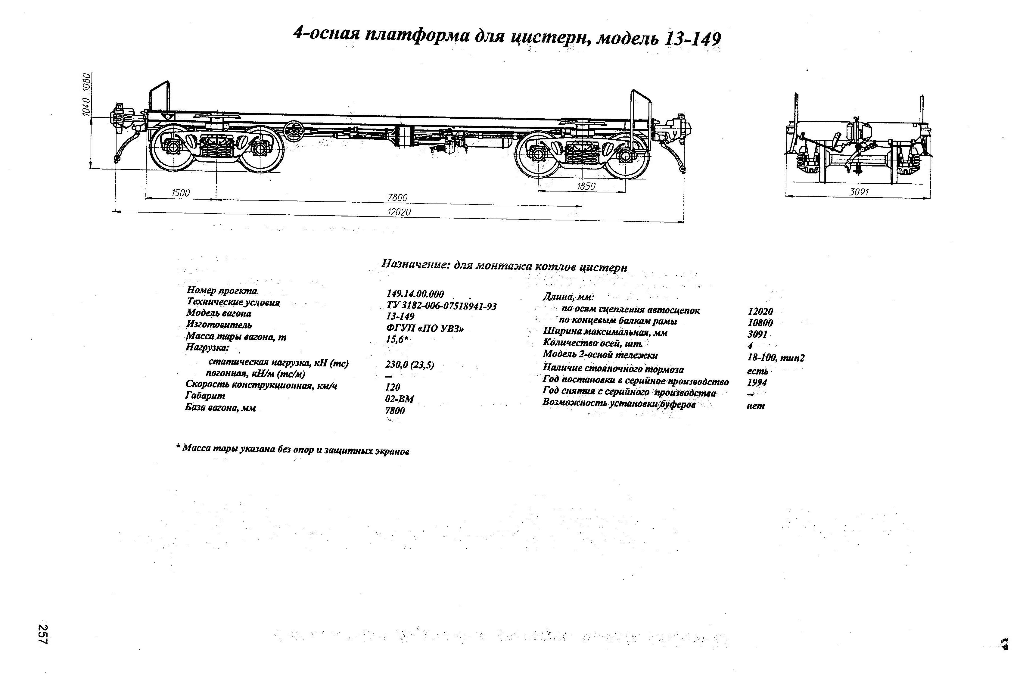 4-осная платформа для цистерн, модель 13-149