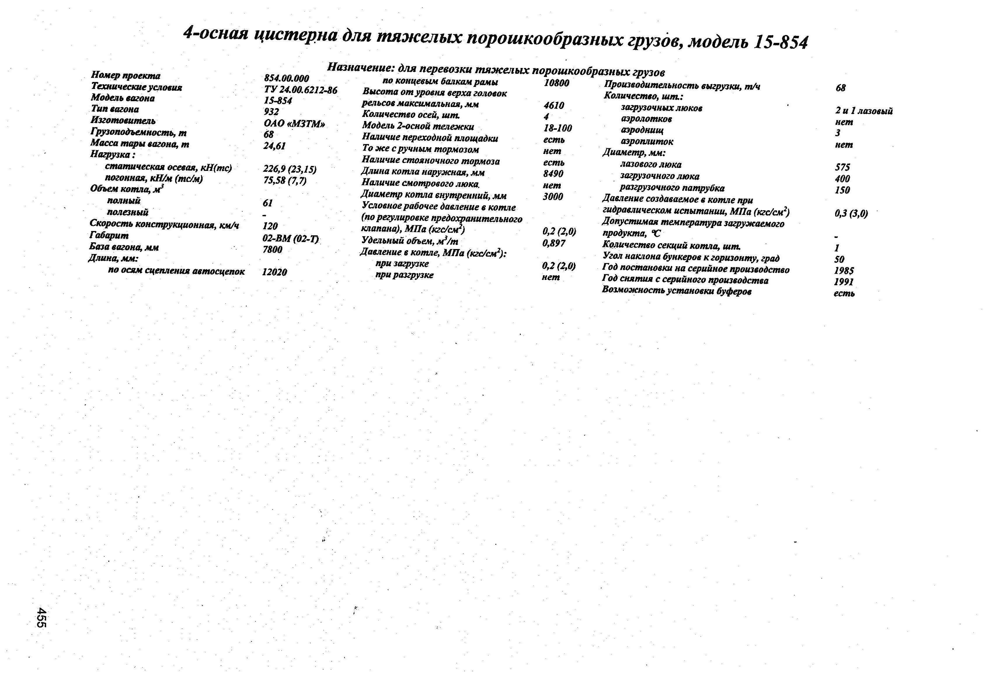 4-осная цистерна для тяжелых порошкообразных грузов, модель 15-854