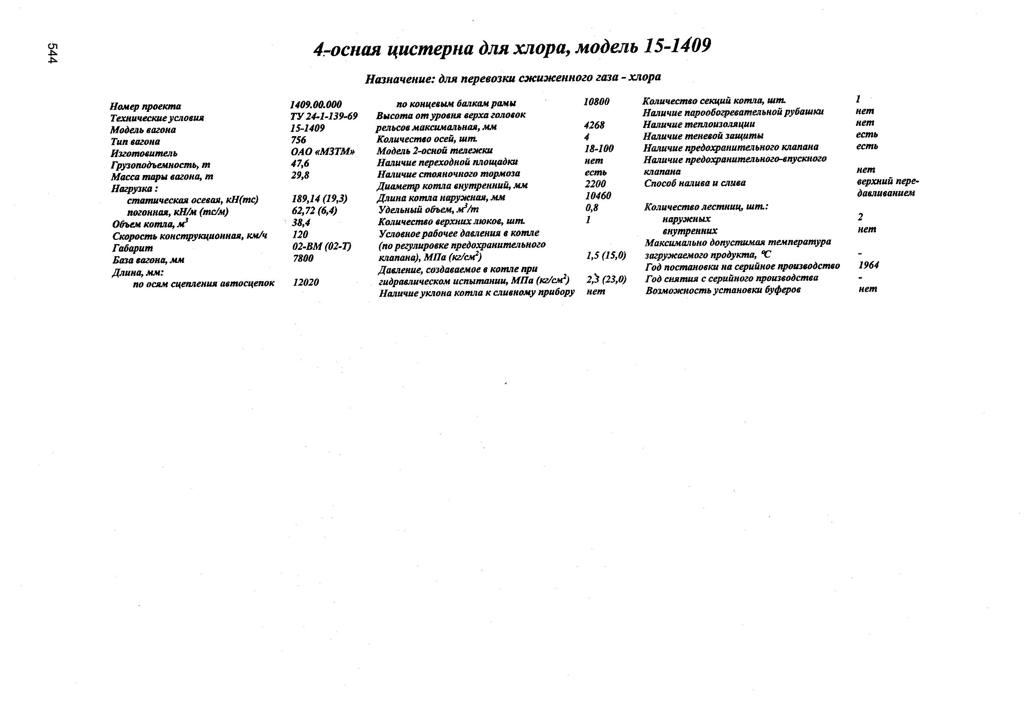 4гоеная цистерна для хлора, модель 15-1409