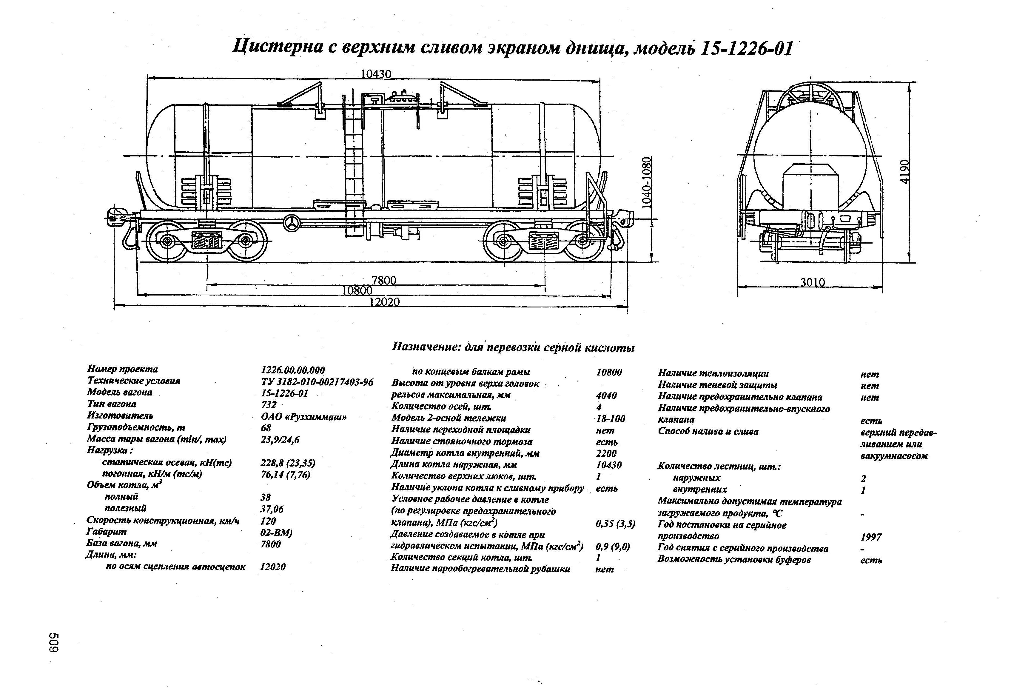 Цистерна с верхним сливом экраном днища, модель 15-1226-01