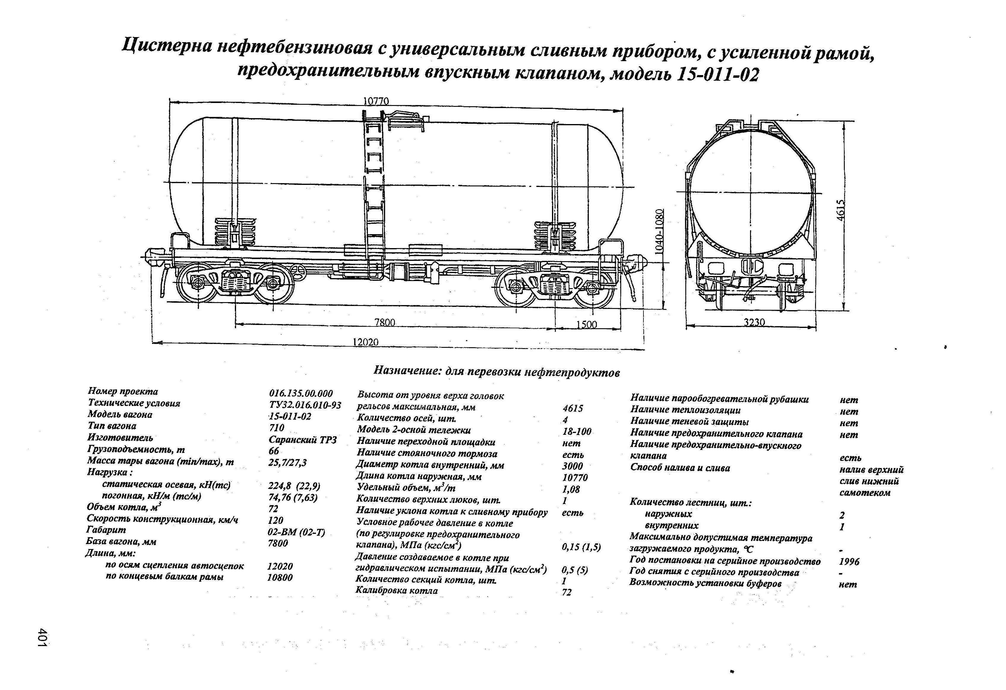 Цистерна нефтебензиновая с универсальным сливным прибором, с усиленной рамой, предохранительным впускным клапаном, модель 15-011-02