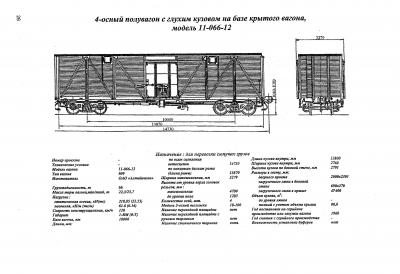 4-осный полувагон с глухим кузовом на базе крытого вагона, модель 11-066-12