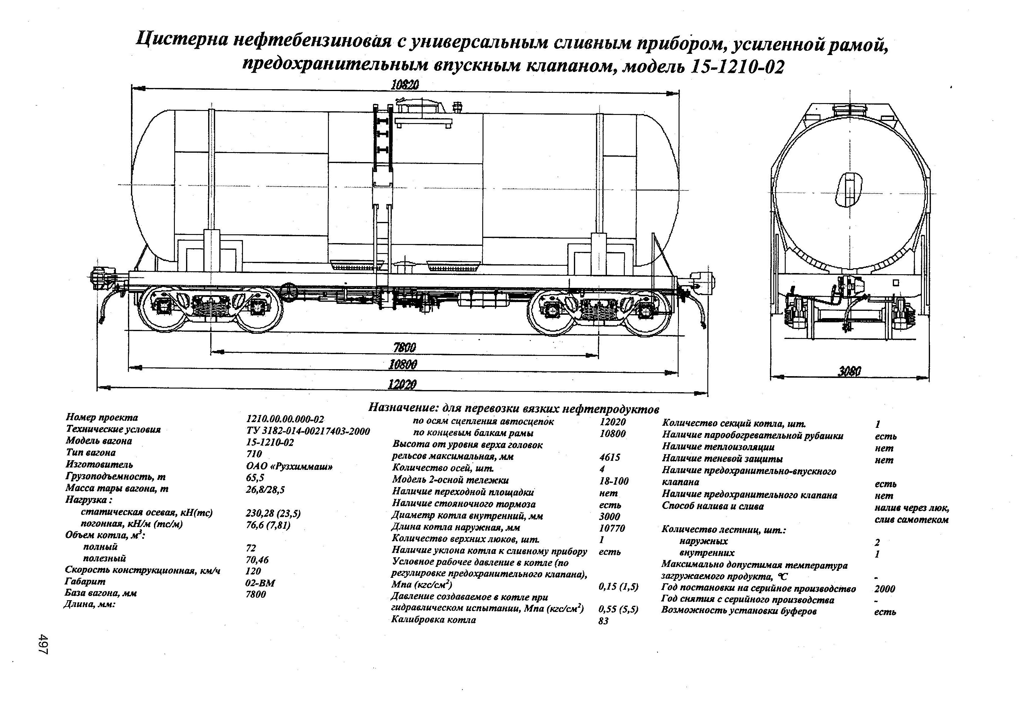 Цистерна нефтебензиновая с универсальным сливным прибором, усиленной рамой, предохранительным впускным клапаном, модель 15-1210-02
