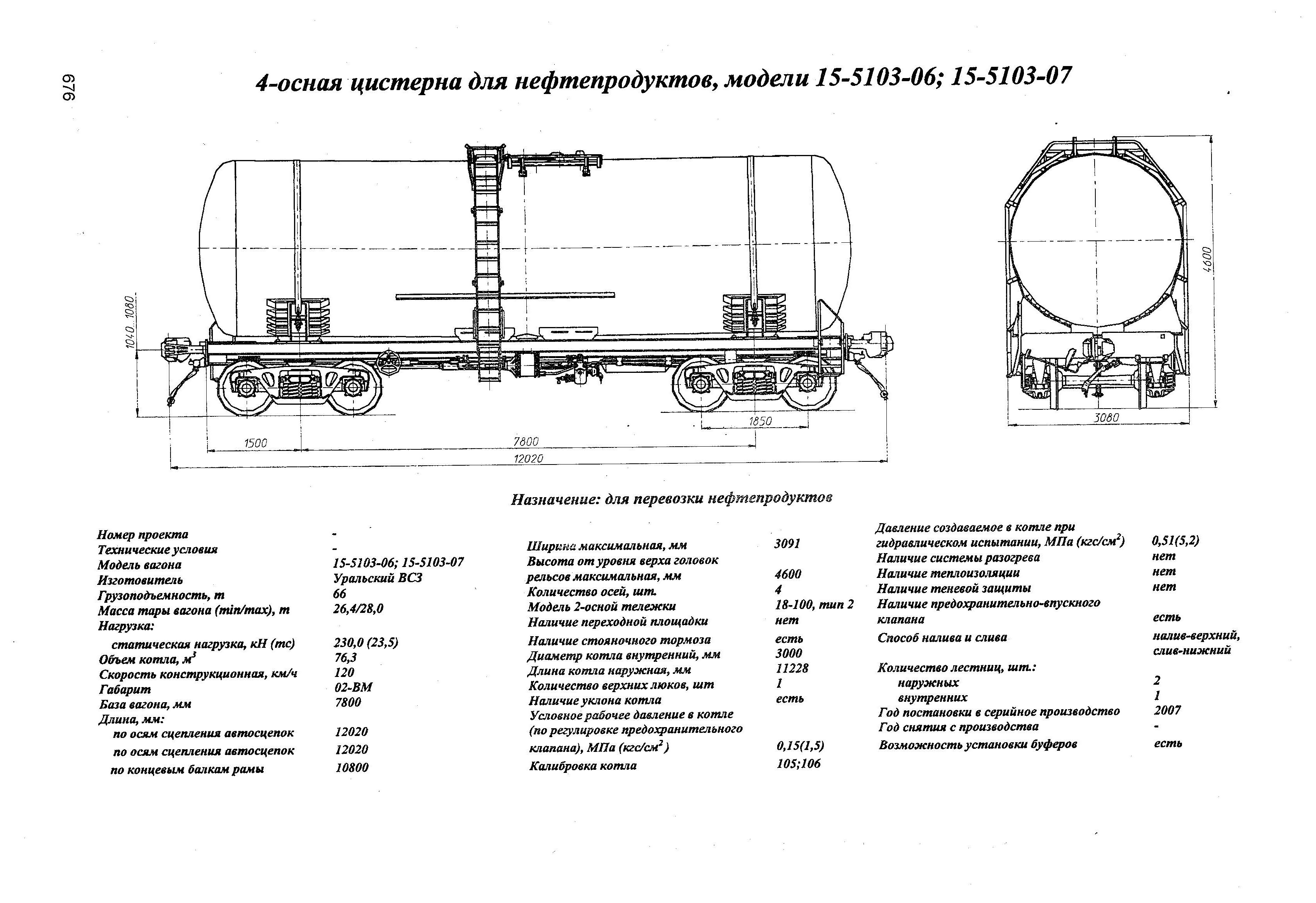 4-осная цистерна для нефтепродуктов, модели 15-5103-06; 15-5103-07