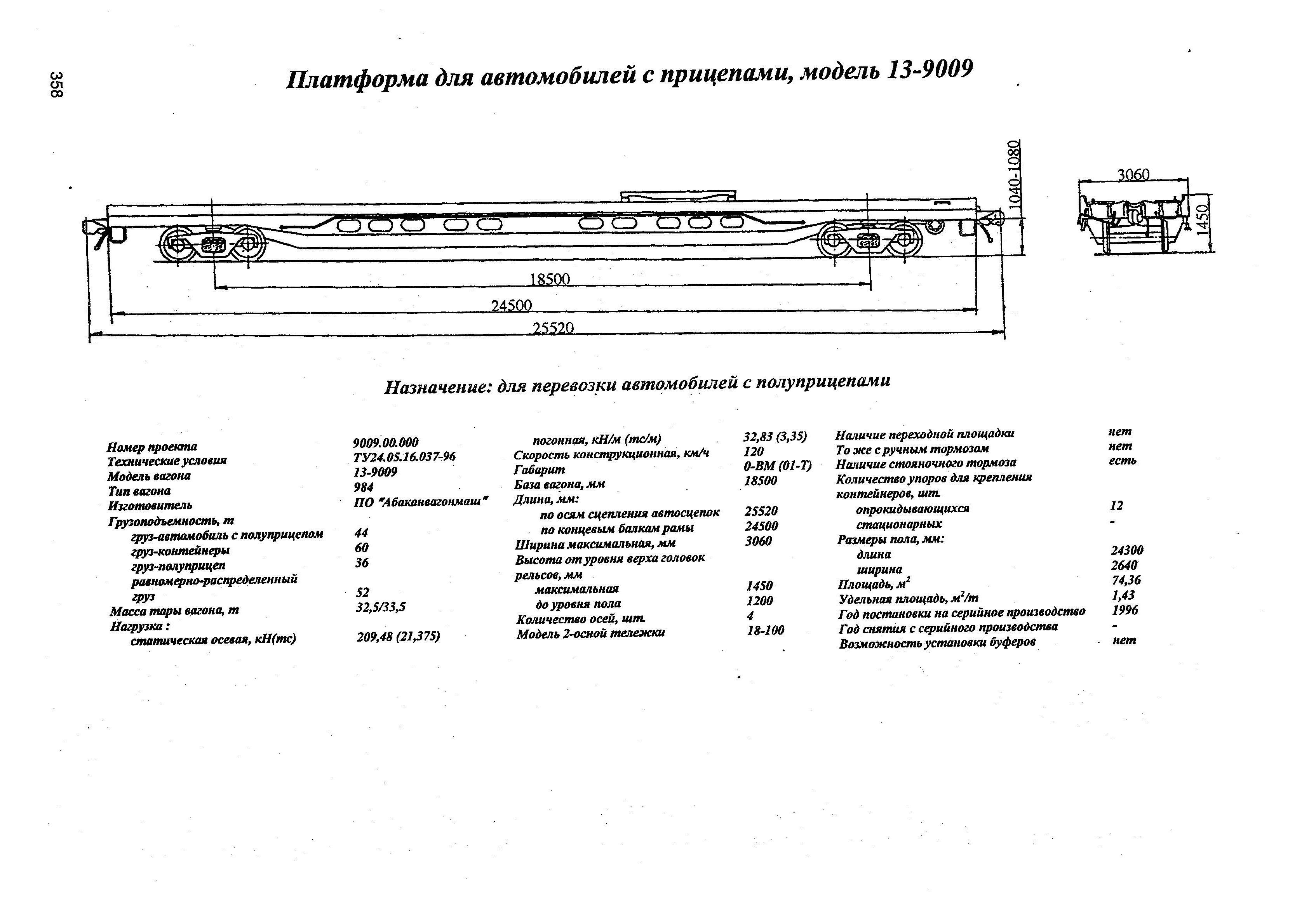 Платформа для автомобилей с прицепами, модель 13-9009