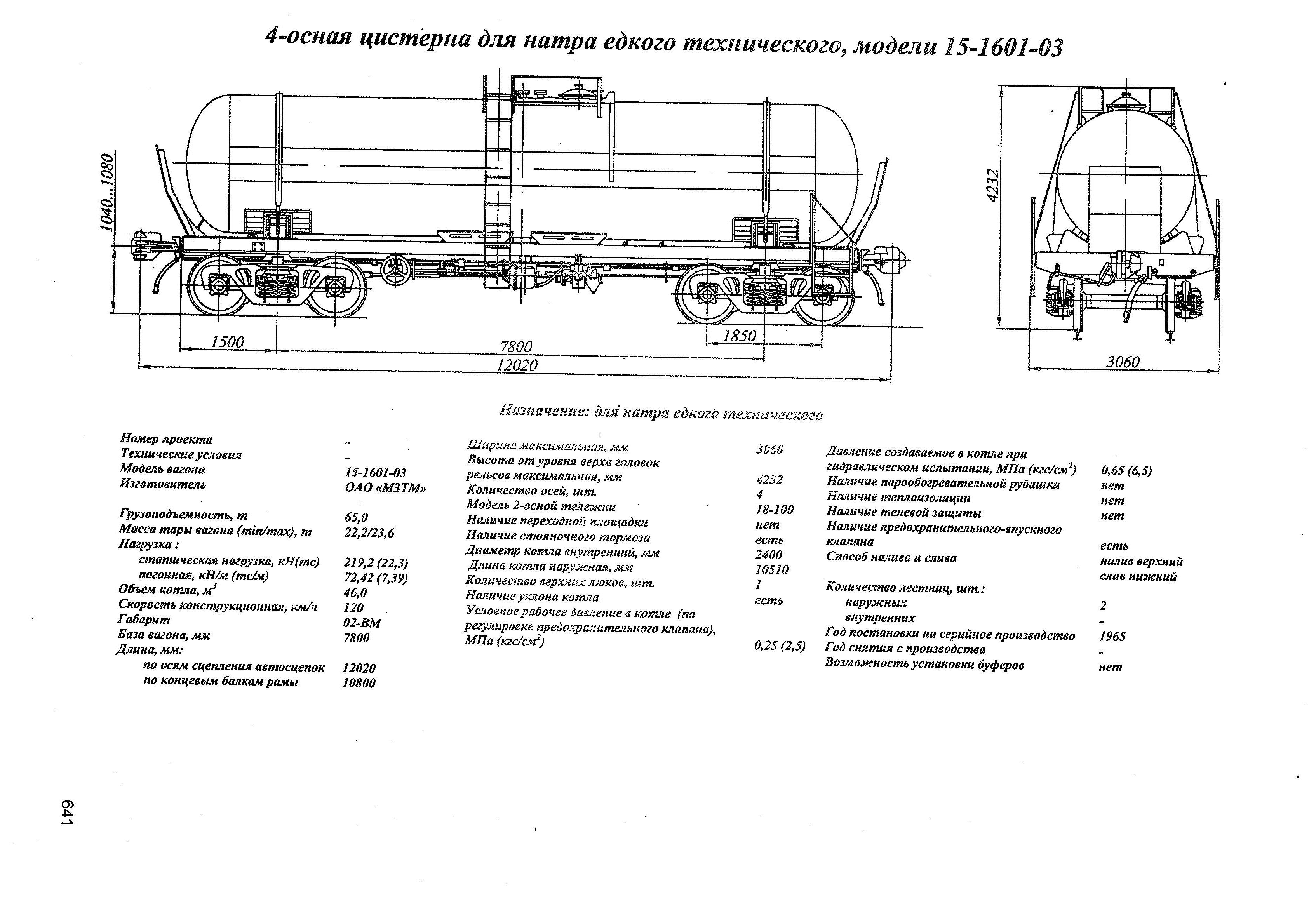 4-осная цистерна для натра едкого технического, модели 15-1601-03