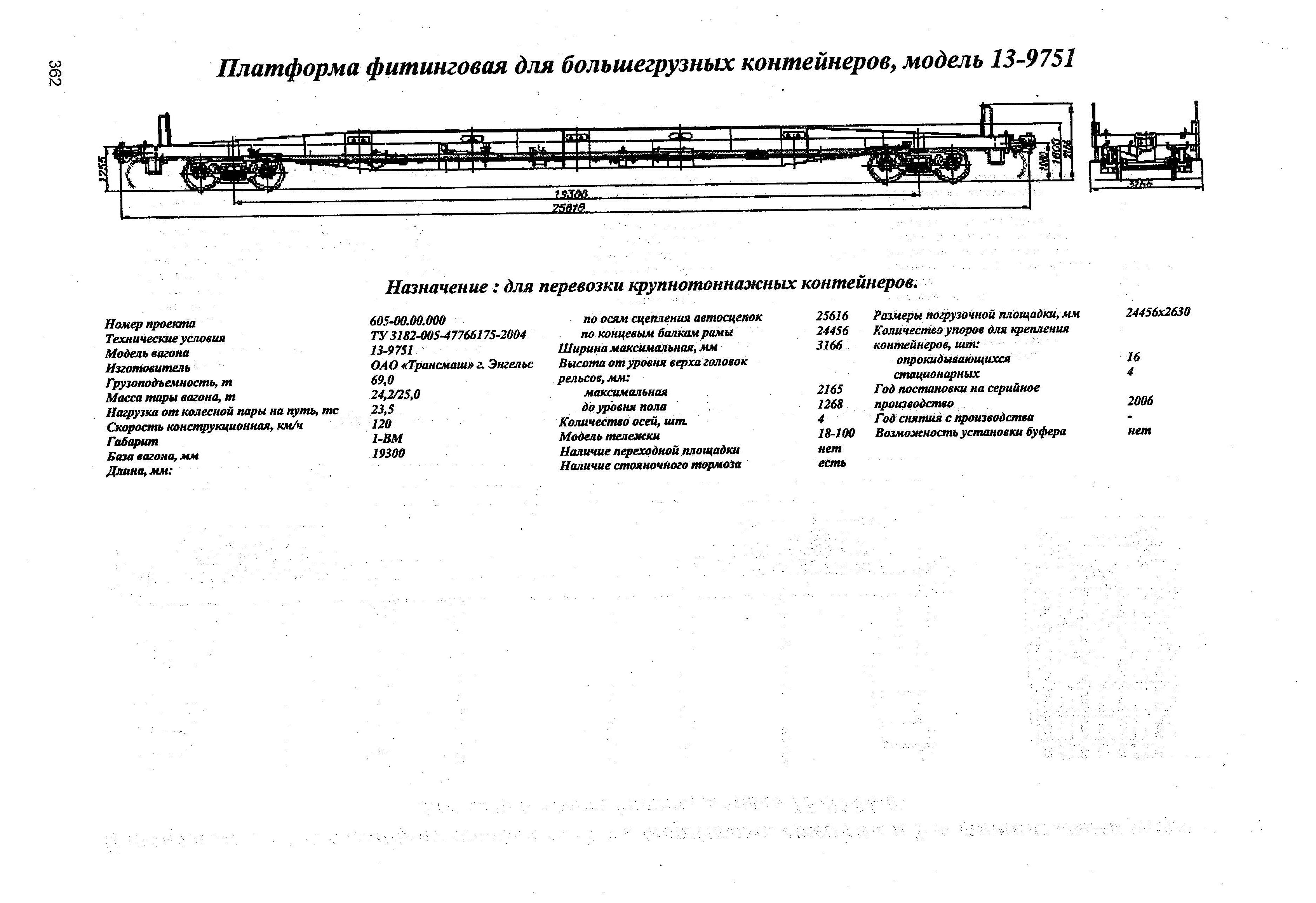 Платформа фишинговая для большегрузных контейнеров, модель 13-9751