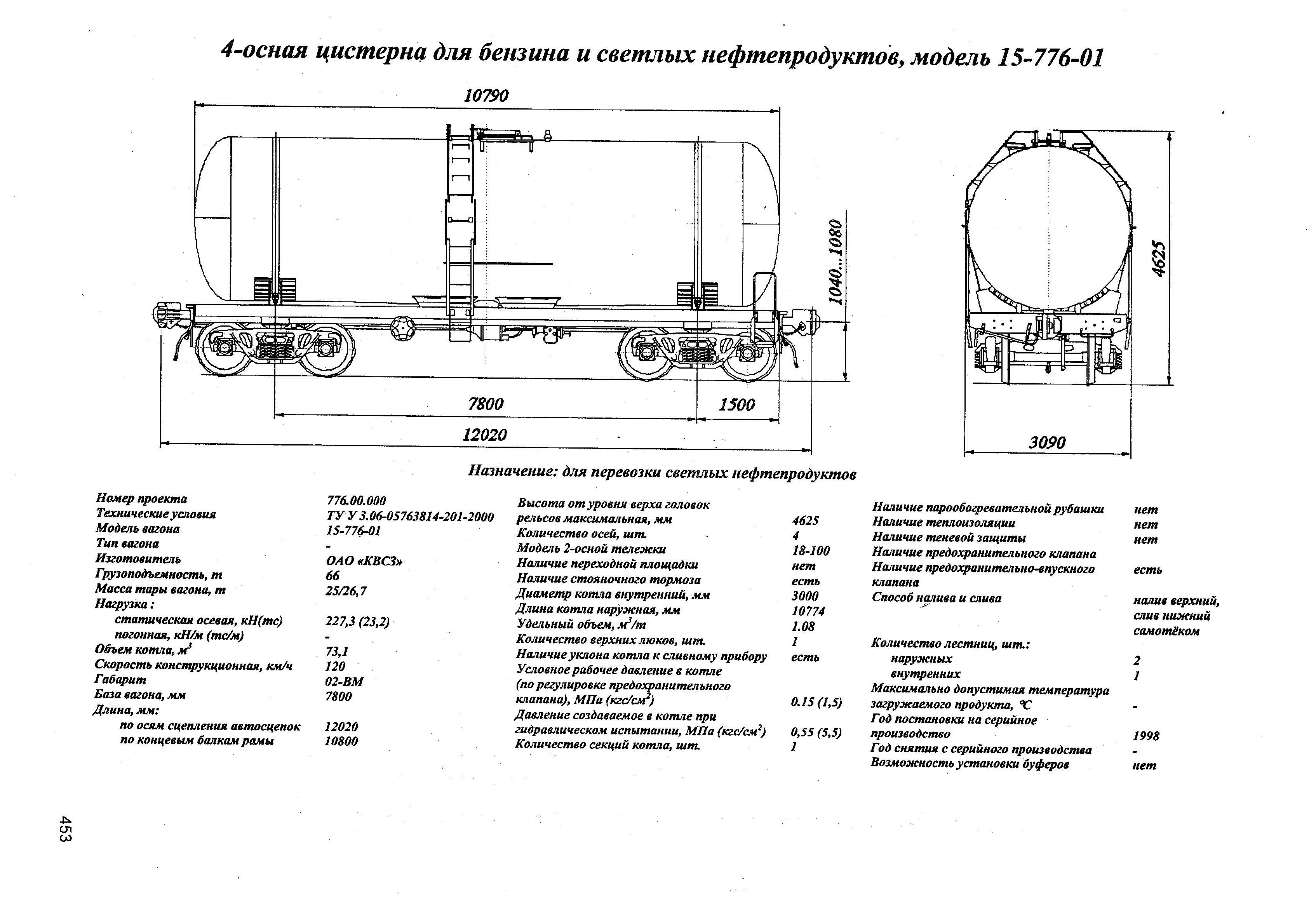 4-осная цистерна для бензина и светлых нефтепродуктов, модель 15-776-01