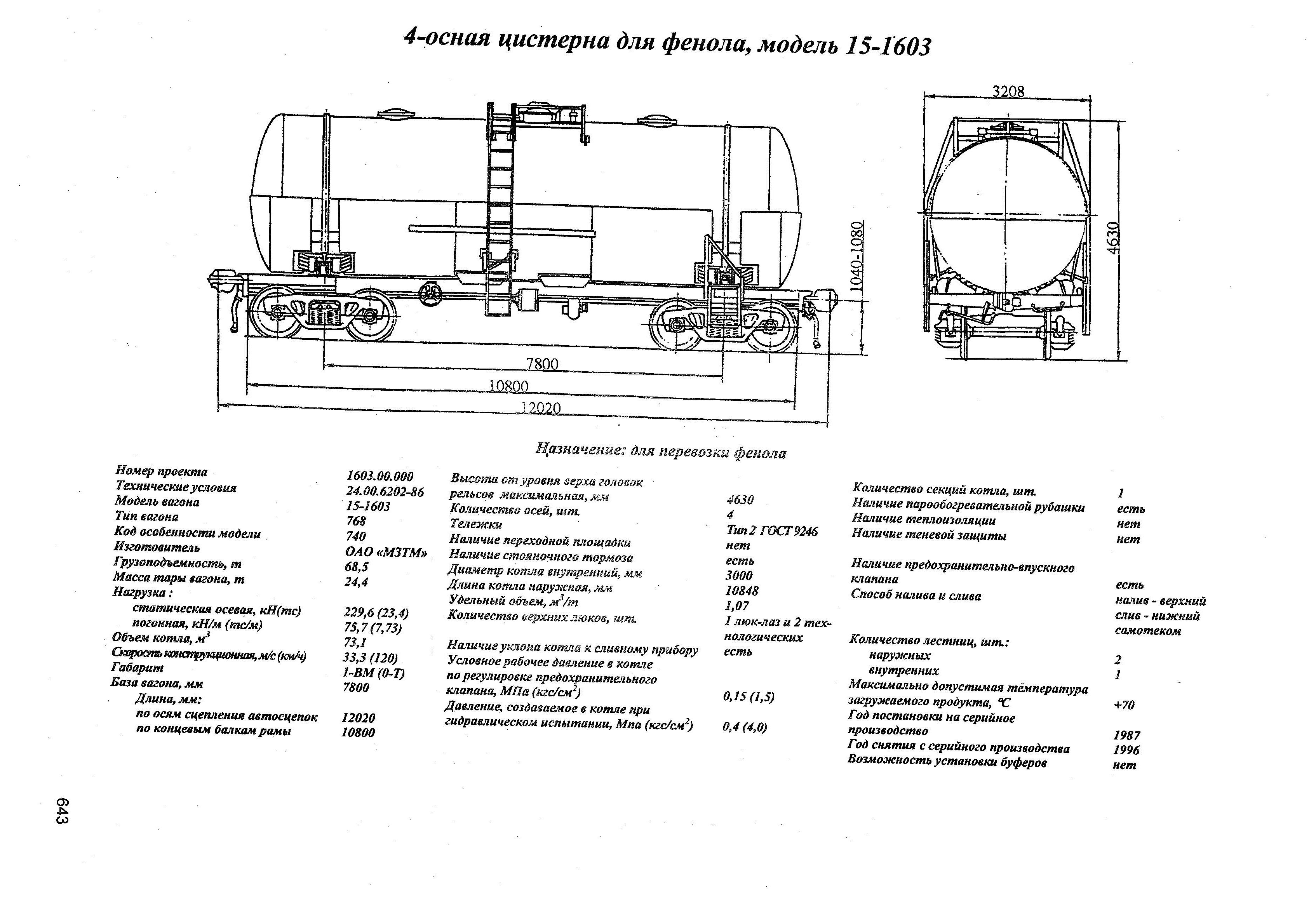 4-осная цистерна для фенола, модель