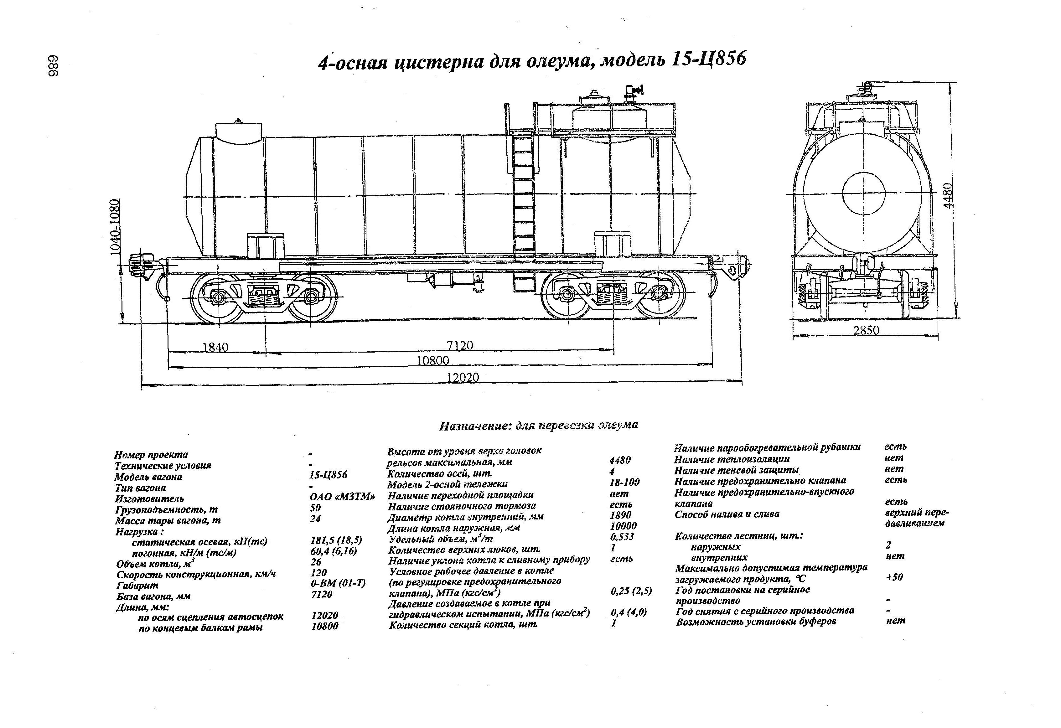 4-осная цистерна для олеума, модель 15-Ц856