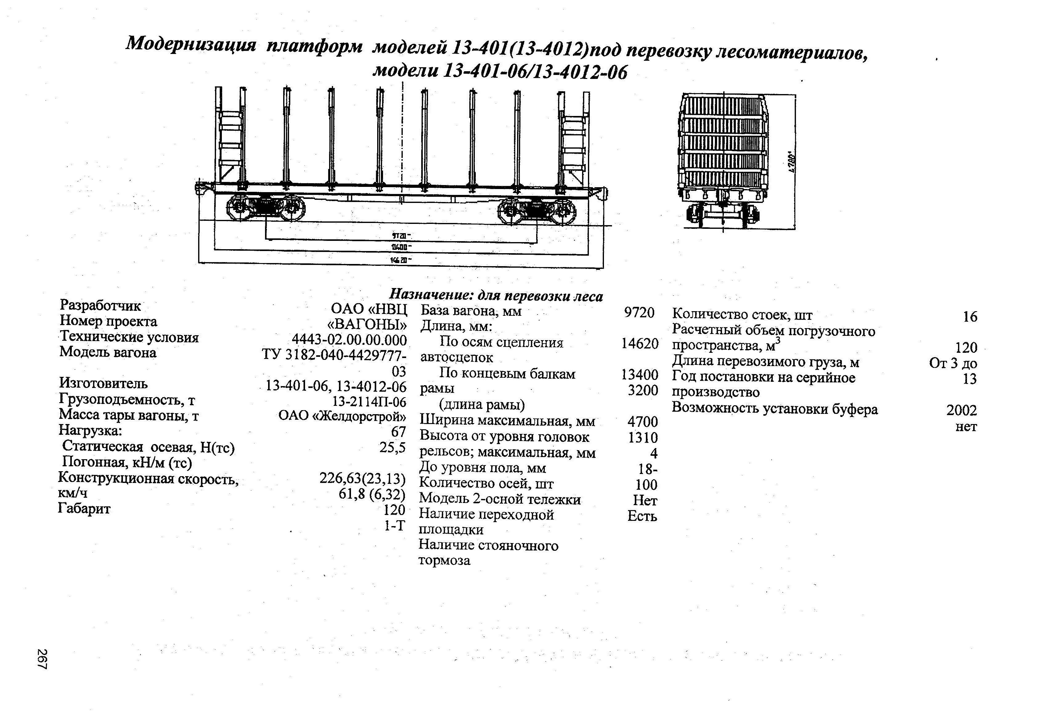 Модернизация платформ моделей 13-401(13-4012)под перевозку лесоматериалов, модели 13-401-06/13-4012-06