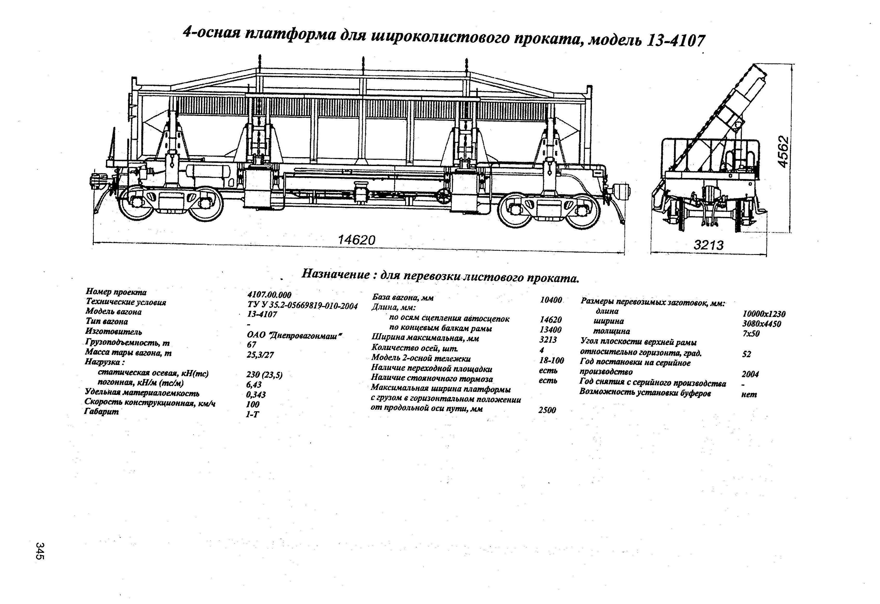 4-осная платформа для широколистового проката, модель 13-4107