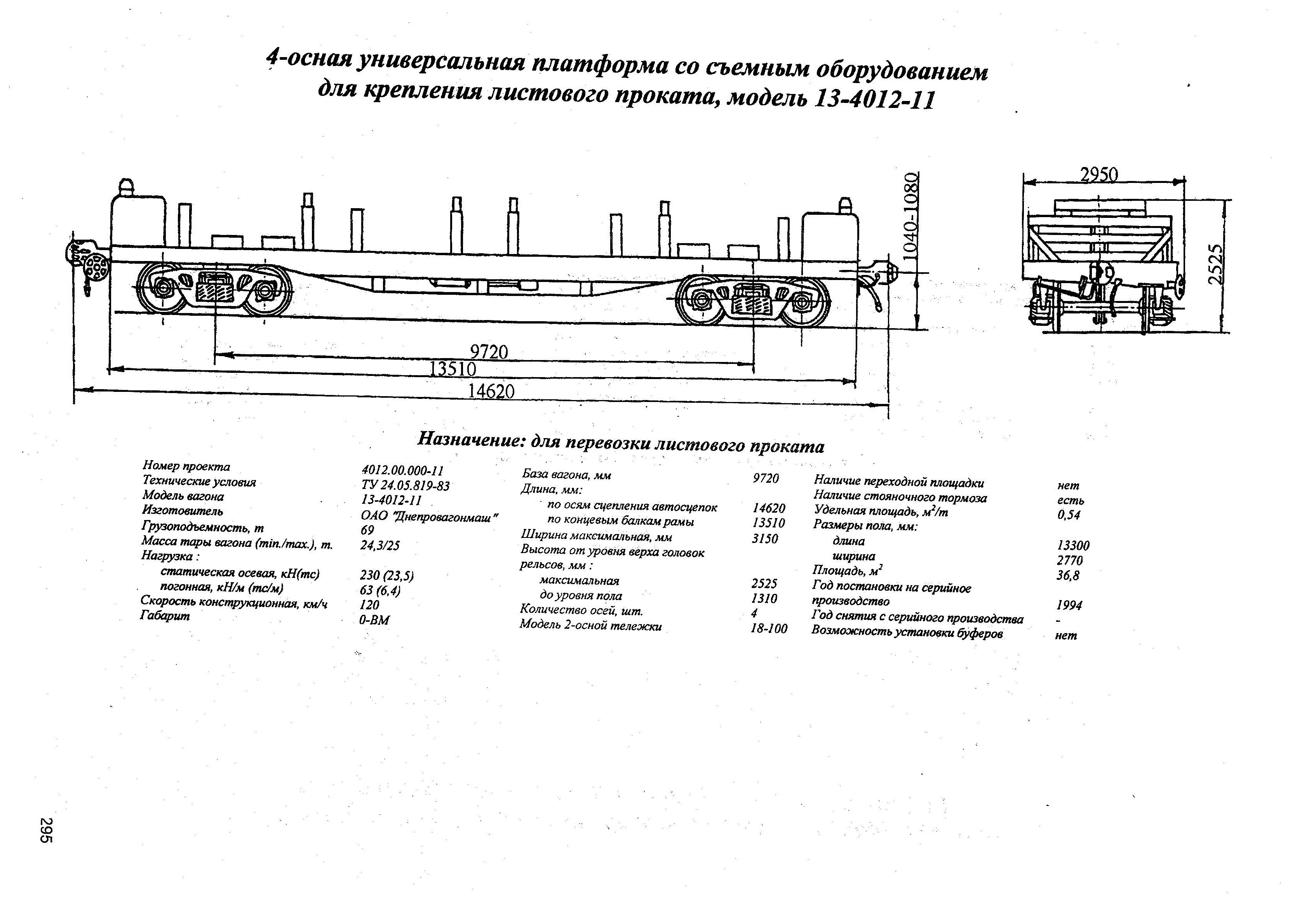 4-осная универсальная платформа со съемным оборудованием для крепления листового проката, модель 13-4012-11