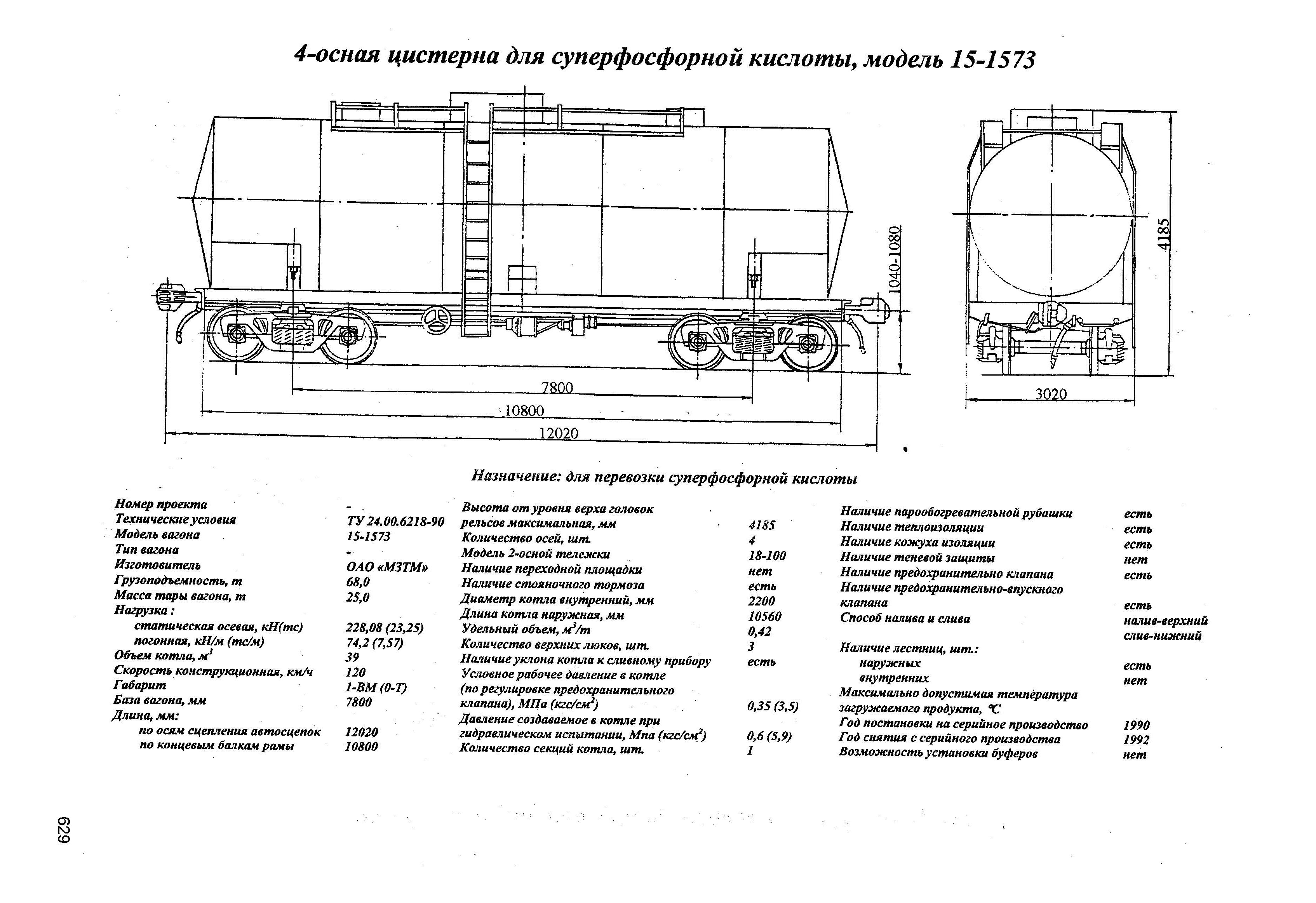 4-осная цистерна для суперфосфорной кислоты, модель 15-1573
