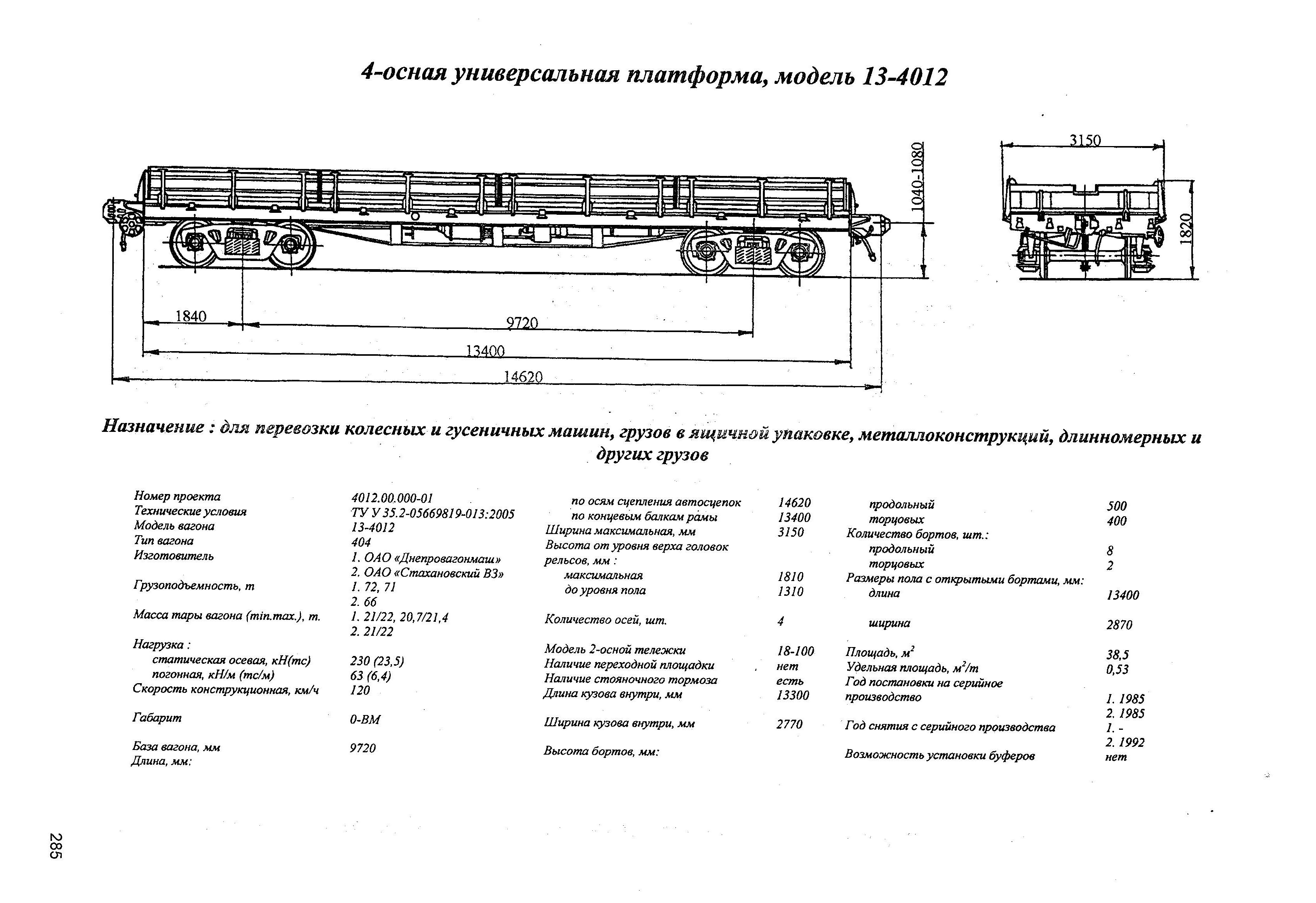 4-осная универсальная платформа, модель 13-4012