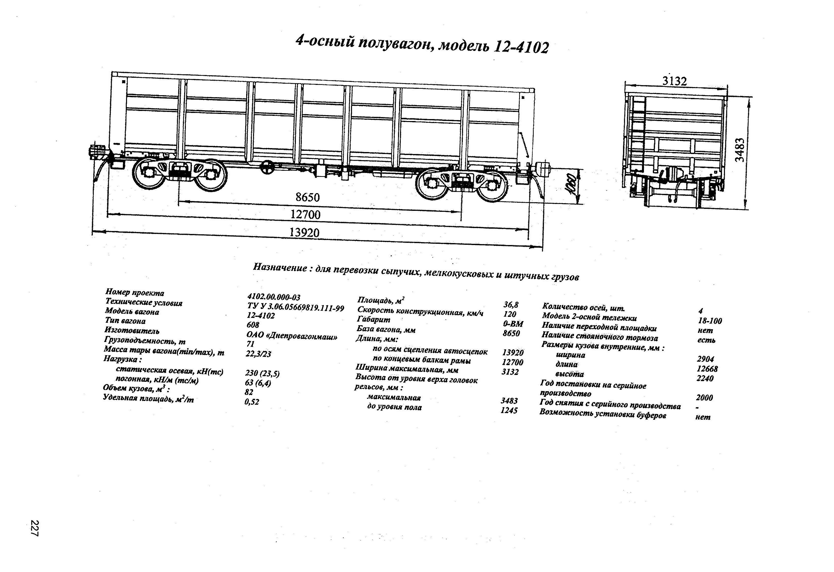 4-осный полувагон, модель 12-4102