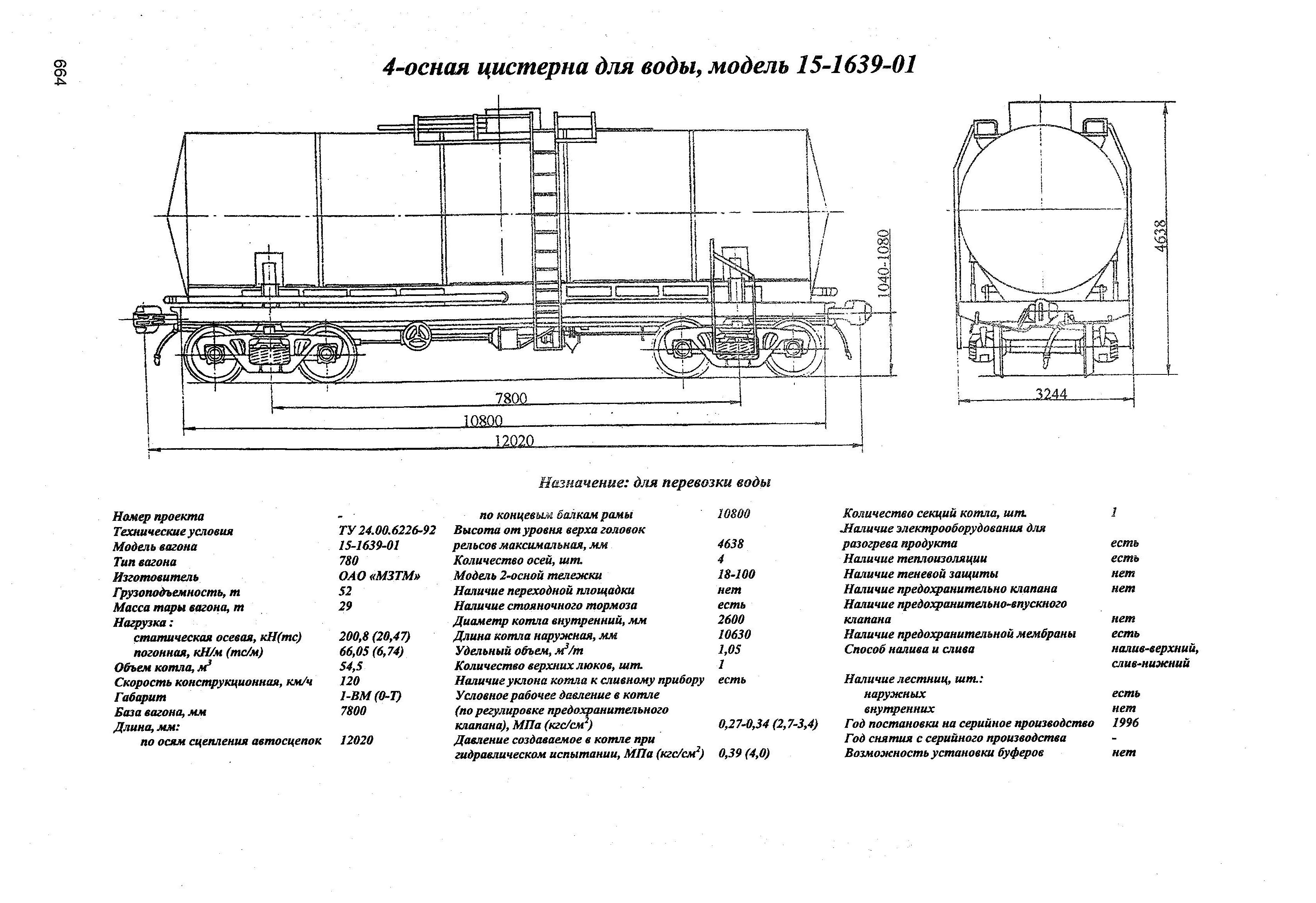 4-осная цистерна для воды, модель 15-1639-01