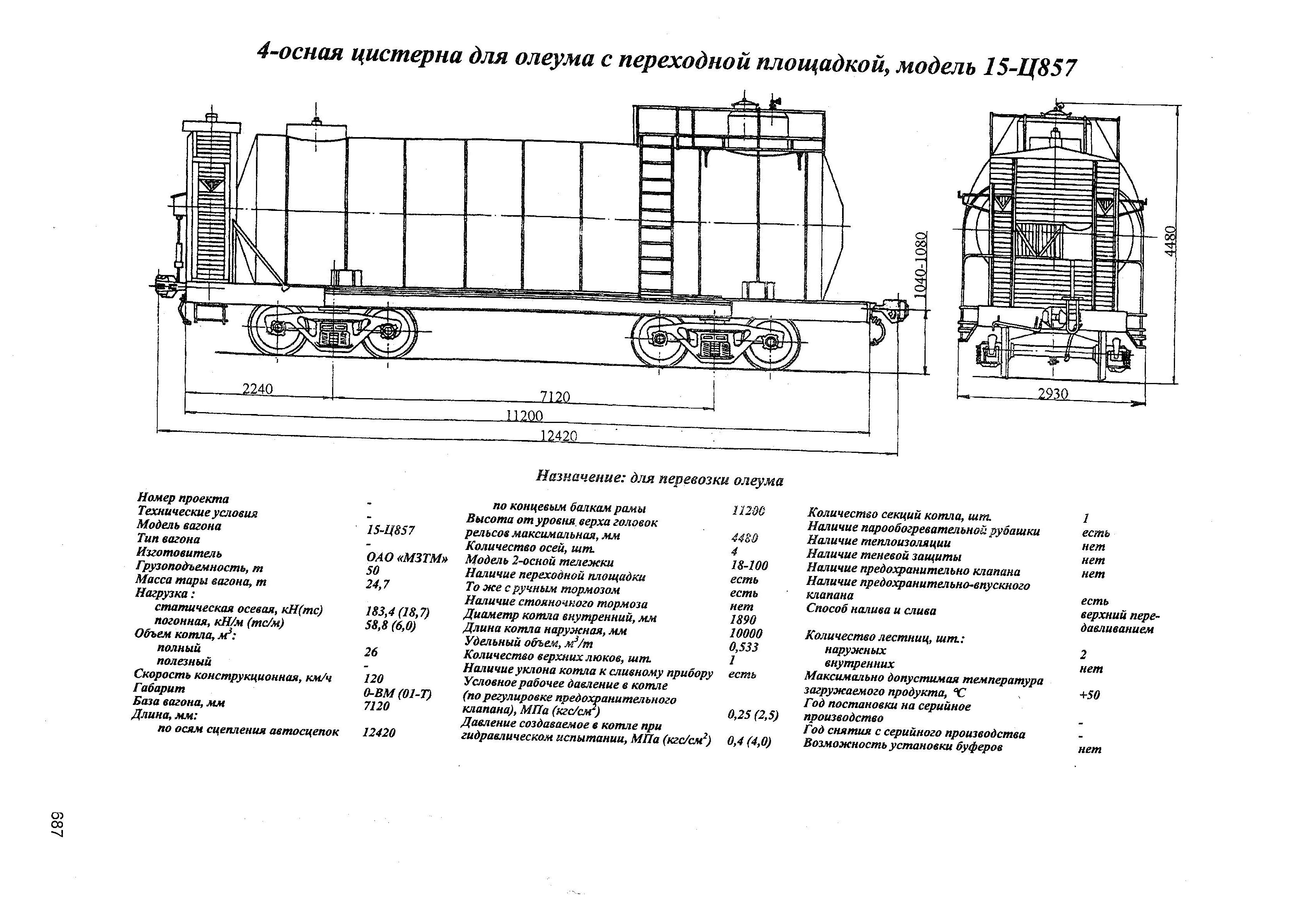 4-осная цистерна для олеума с переходной площадкой, модель 15-Ц857