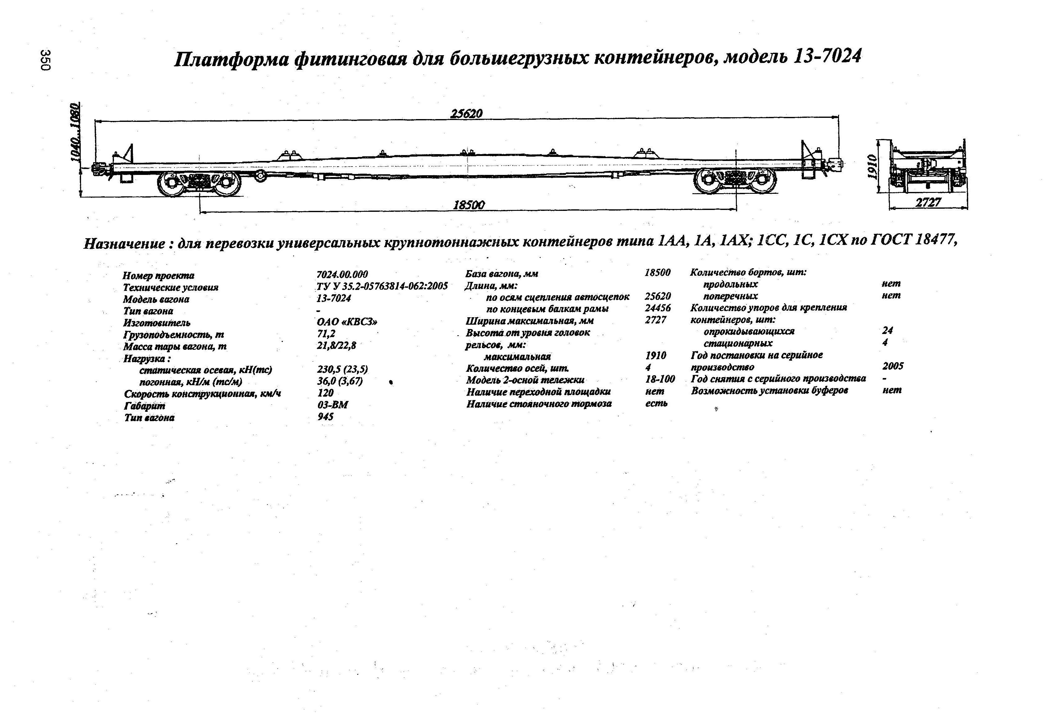 Платформа фишинговая для большегрузных контейнеров, модель 13-7024